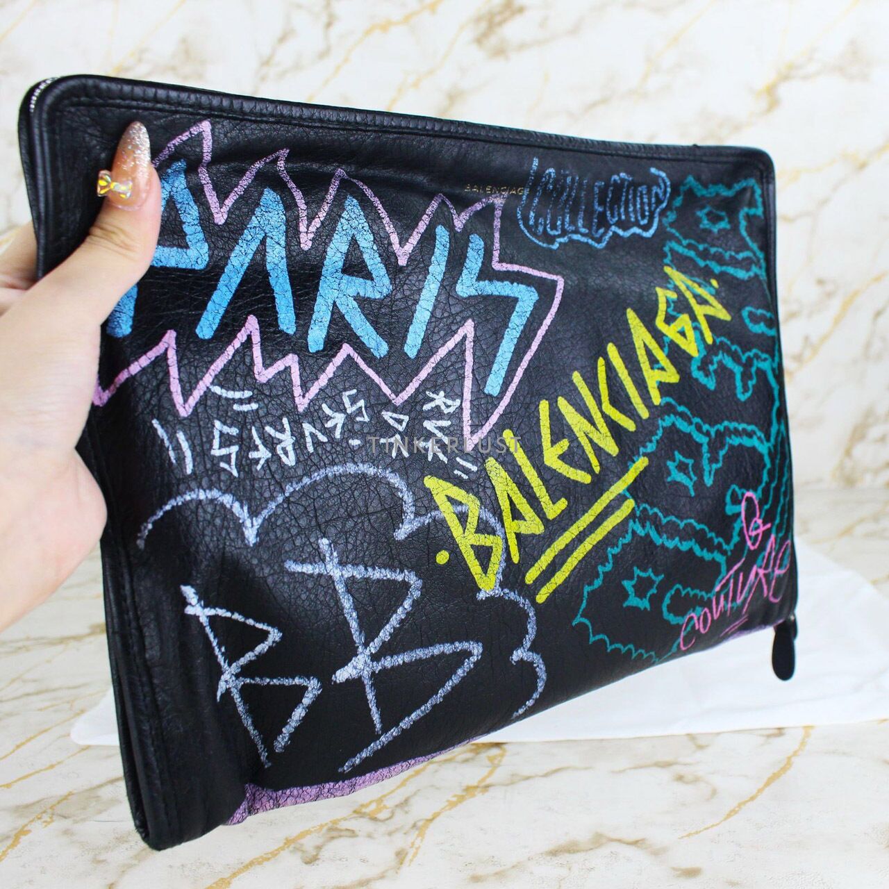 Balenciaga graffiti clutch online